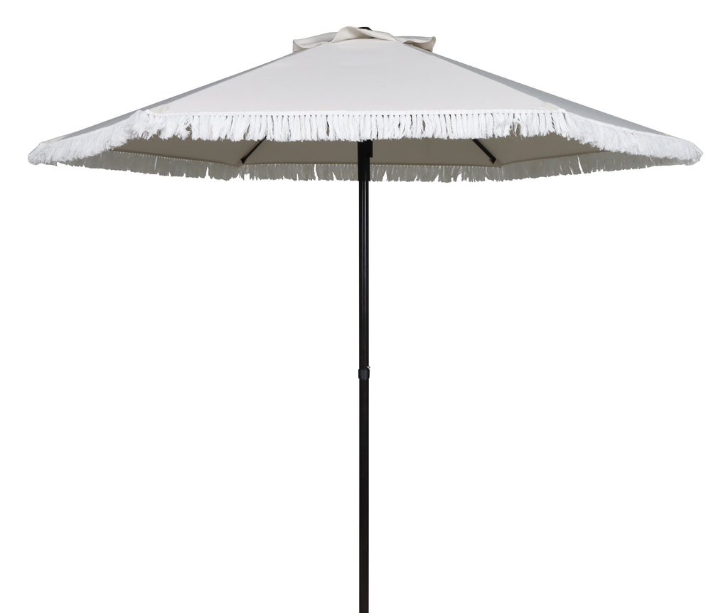 White 7.5' Round Patio Umbrella with Steel Pole K7153
