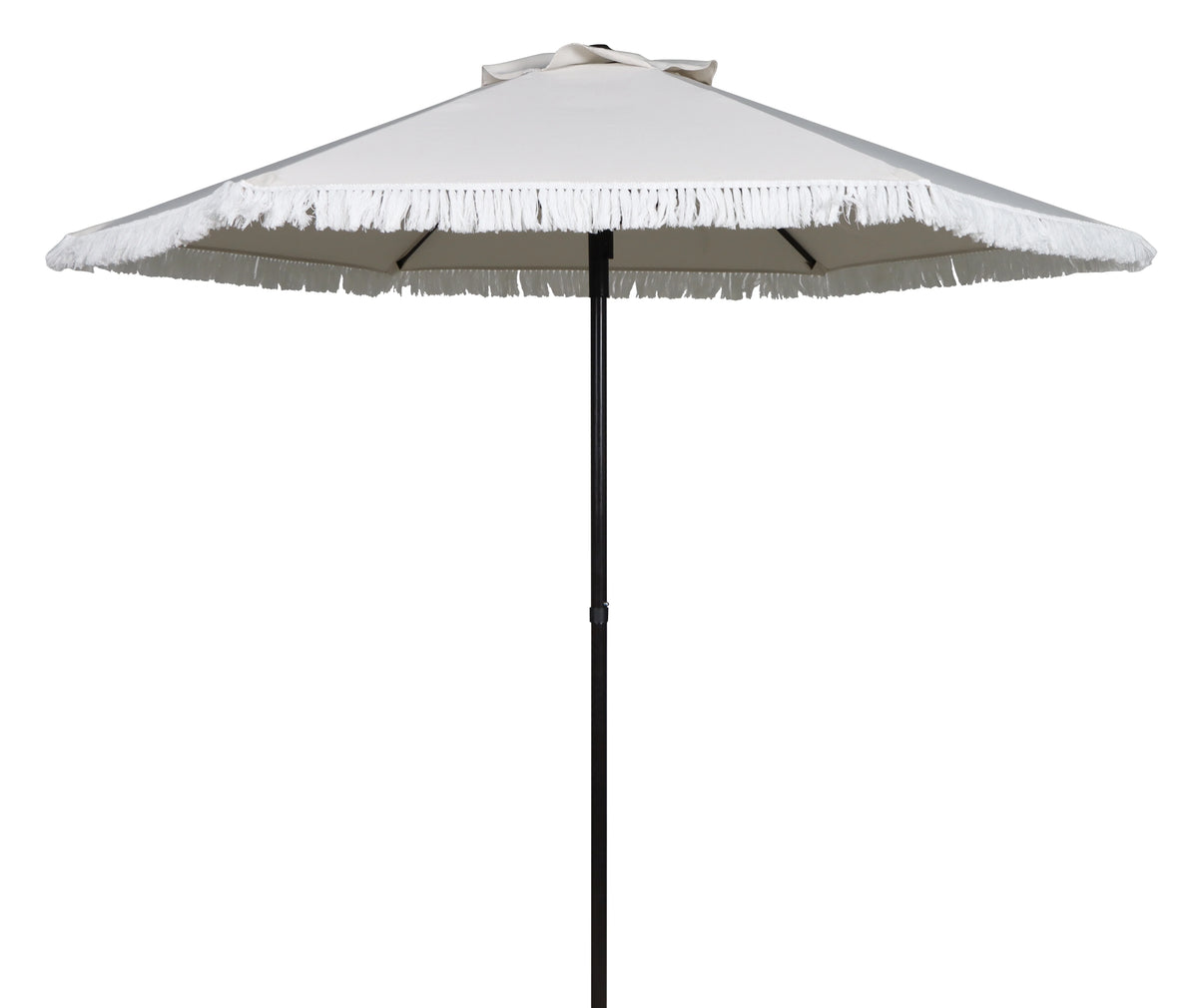 White 7.5' Round Patio Umbrella with Steel Pole K7153