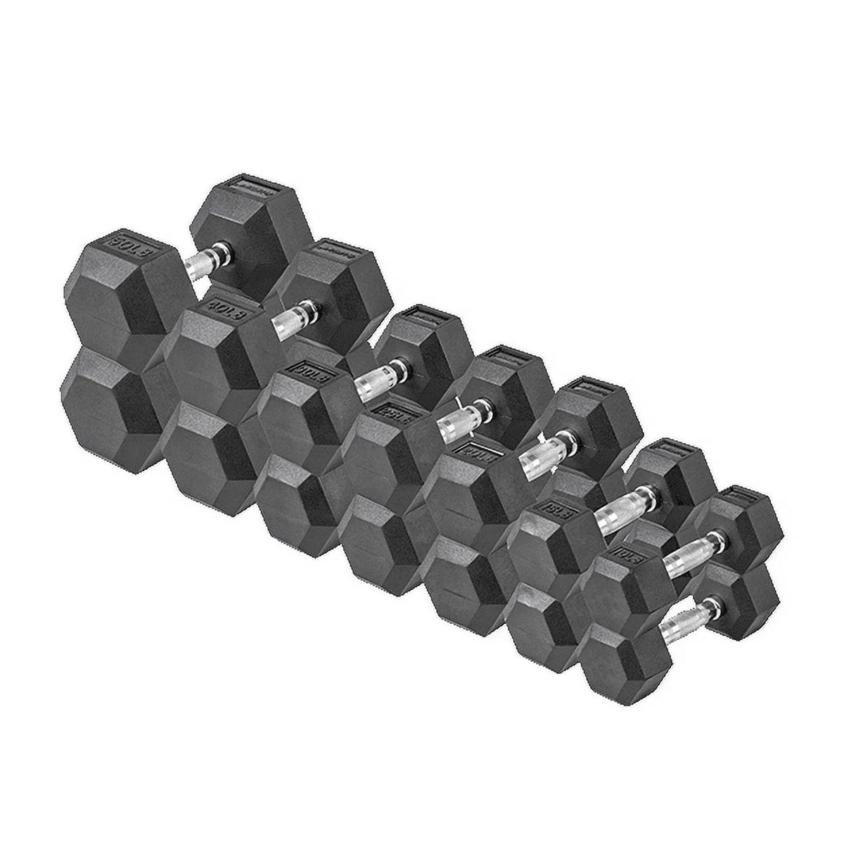 150 lb Hex Rubber Dumbbell Set W353406