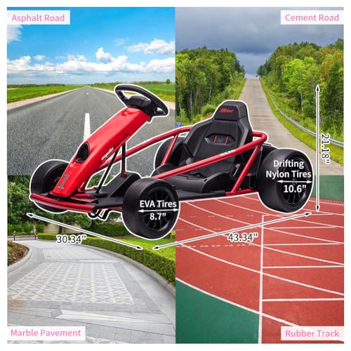 Electric Go Kart, 24V 2 x 300W 8MPH Drift Karts with Seat Belt C861