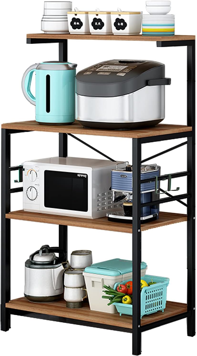 4-Tier Kitchen Storage Shelf Rack with 4 Hooks Z71875