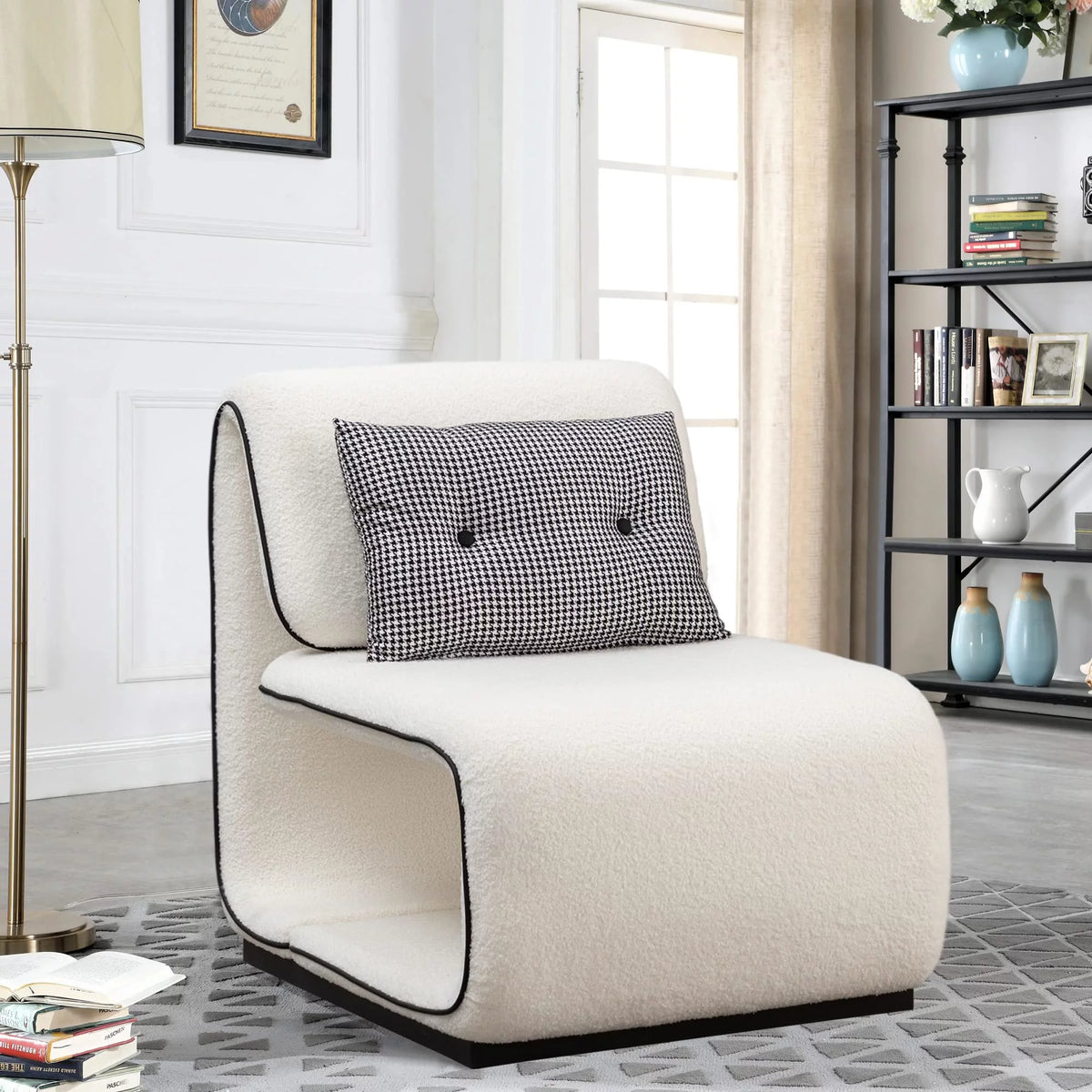White Upholstered Sherpa Accent Chair B53363