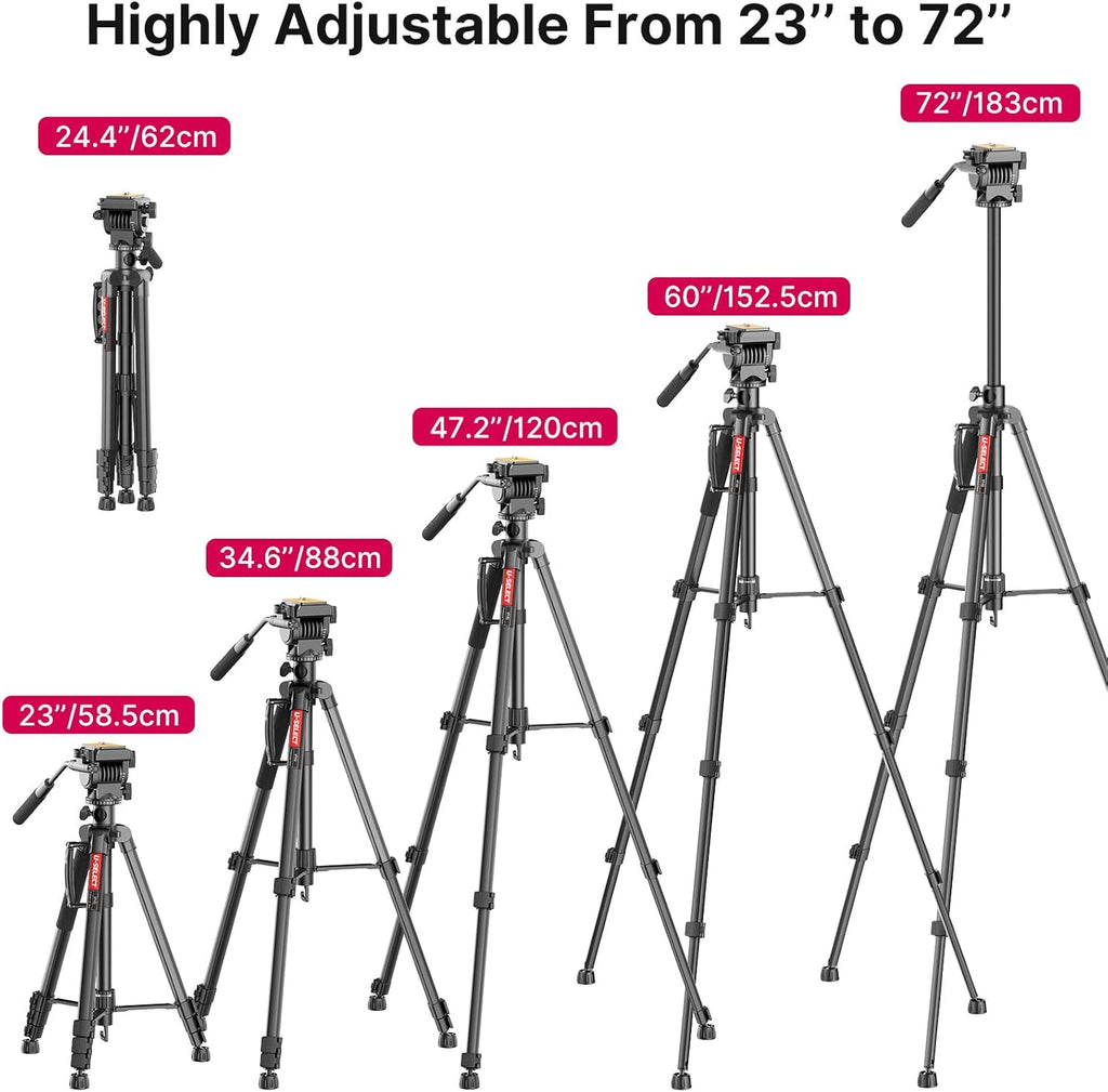 72" Heavy Duty Aluminum Tripod with Fluid Head, Pack of 2 Q8977