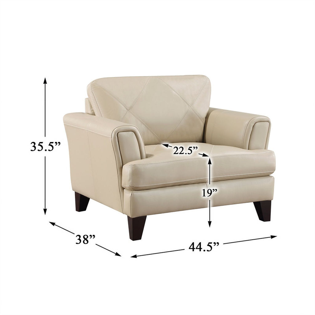 19" Plywood and Leather Chair in Cream W10865