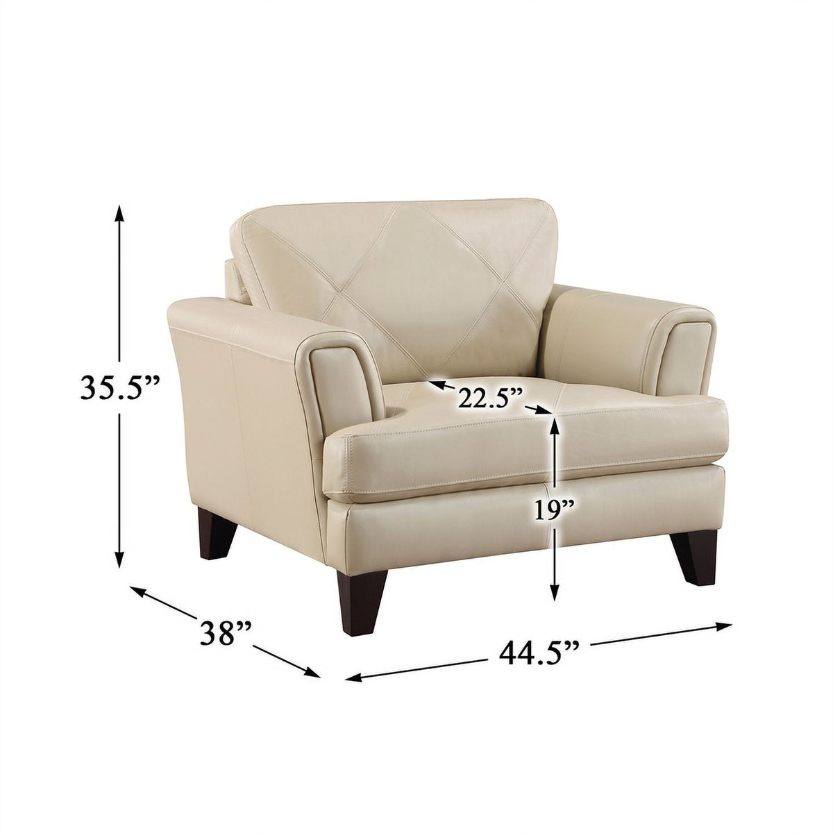 19" Plywood and Leather Chair in Cream W10865