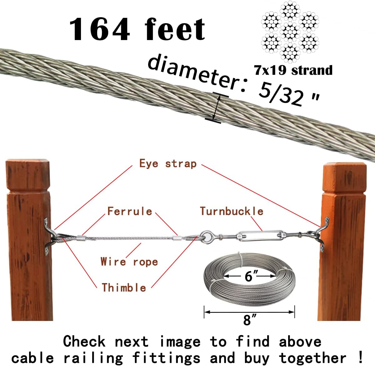 165Feet 5/32 Stainless Steel Wire Rope Cable Railing P584