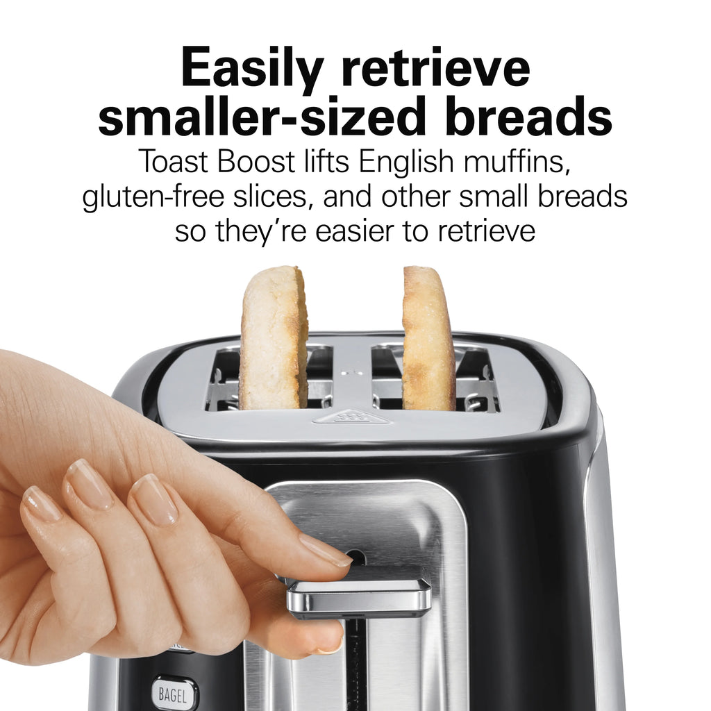 2 Slice Toaster with Toast Boost, Black with Stainless Steel Accents N6214