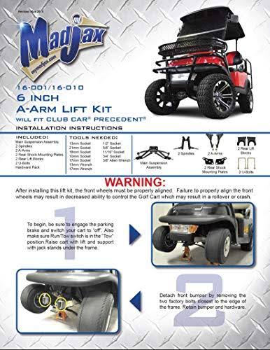 6x22 A-Arm Lift Complete Kit for Club Car Precedent Golf Carts J395735
