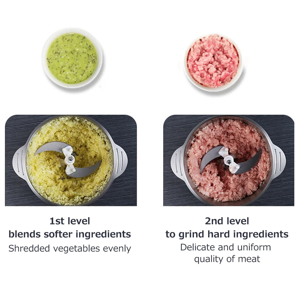 Electric Food Grinder 8cup Stainless Steel 2 Gears 250W D681