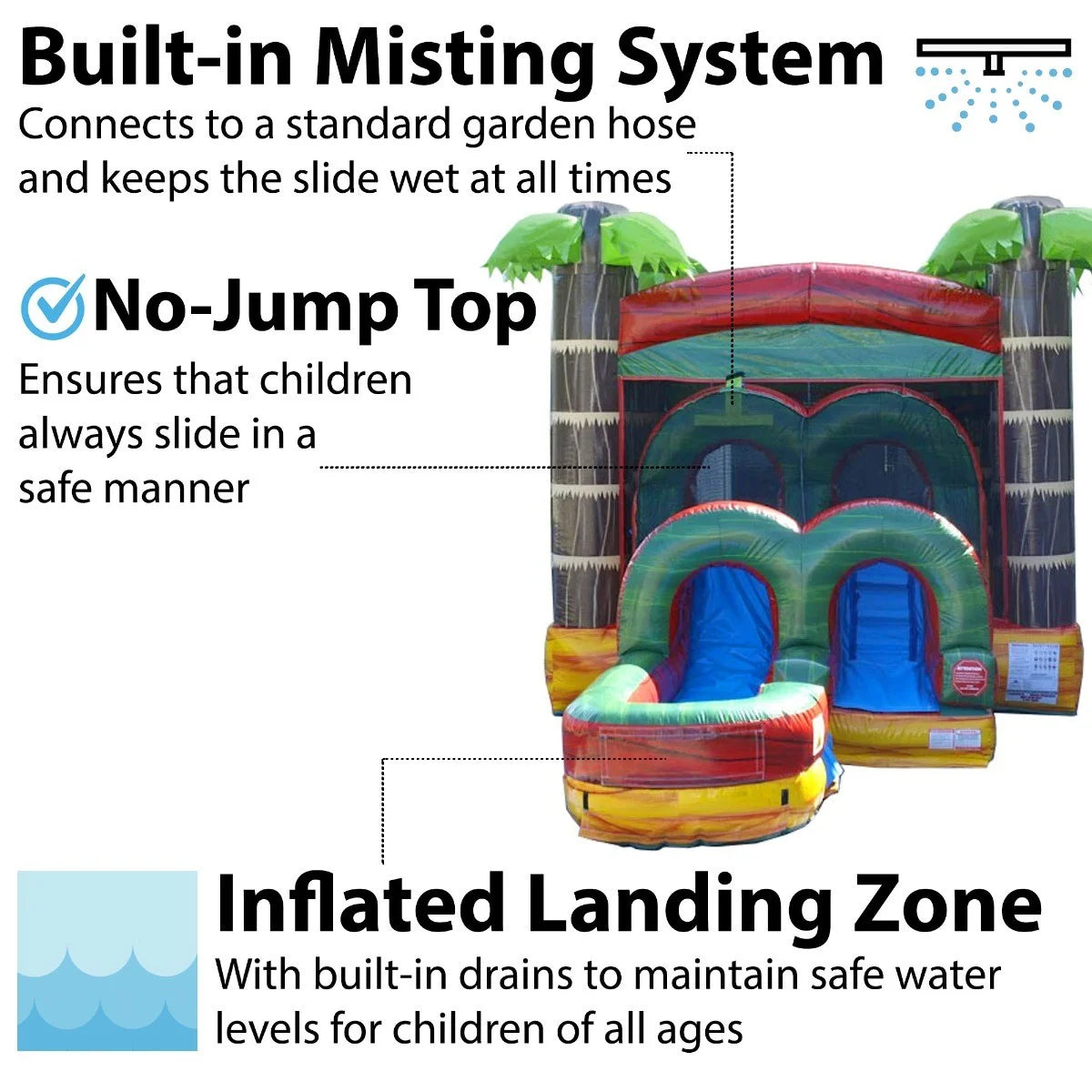 Tropical Fire Marble Kids Inflatable Water Slide Bounce House Combo with Blower N7862