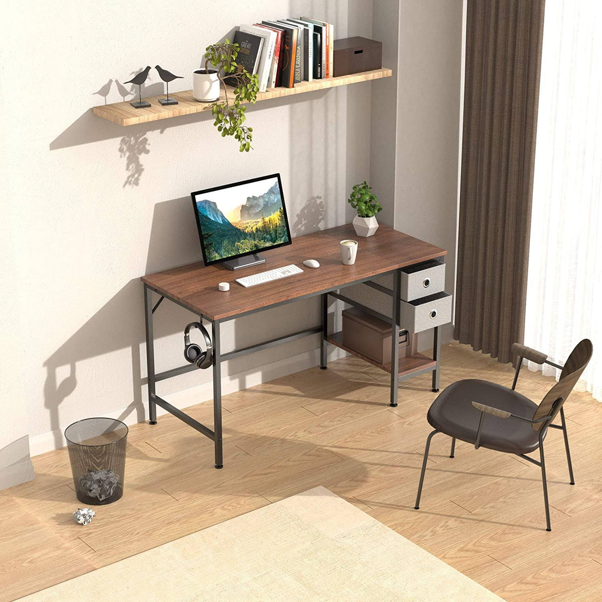 47x22 Desk with Drawers and Storage Shelves Q975