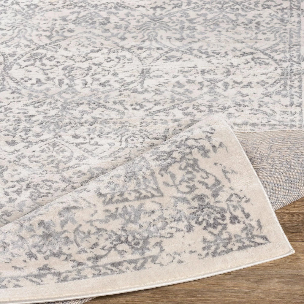 7x9 Gray Ivory Traditional Area Rug F760