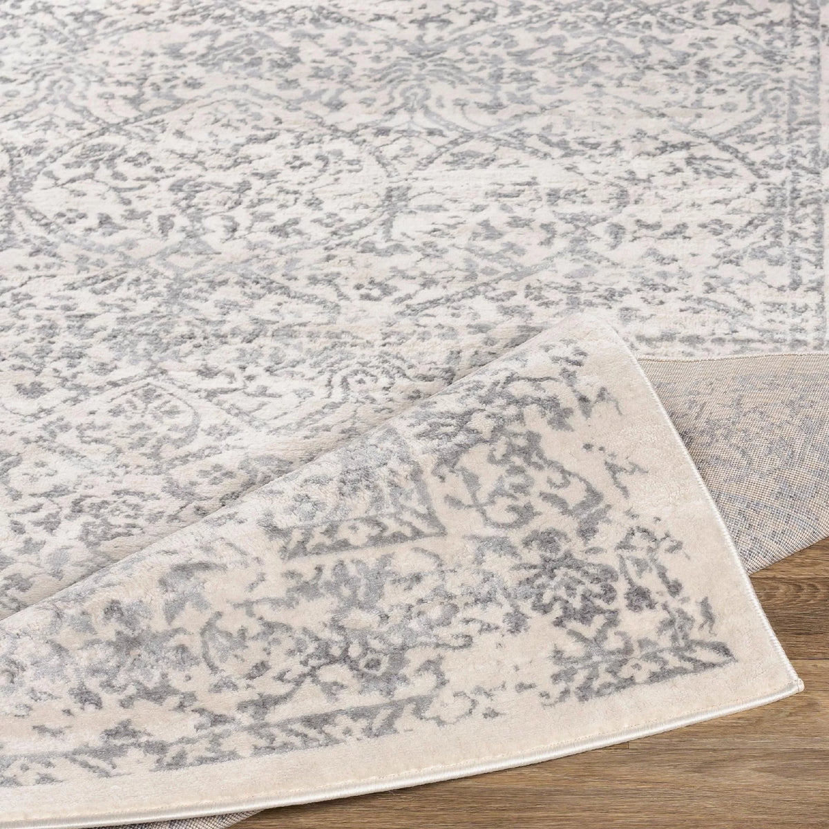 7x9 Gray Ivory Traditional Area Rug F760