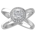 14K White Gold Lab Grown Diamond Halo Cross Ring Size 7.5 D28621