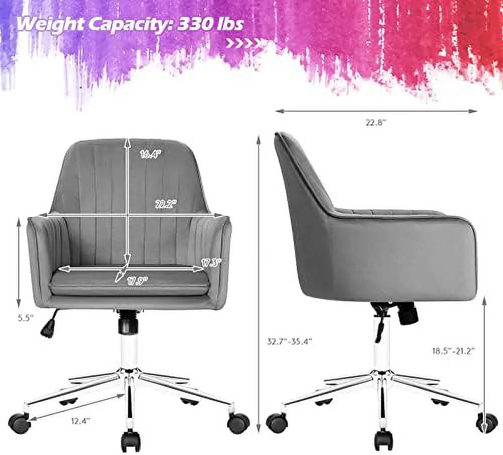 Blue Velvet Tufted Swivel Desk Chair E971703