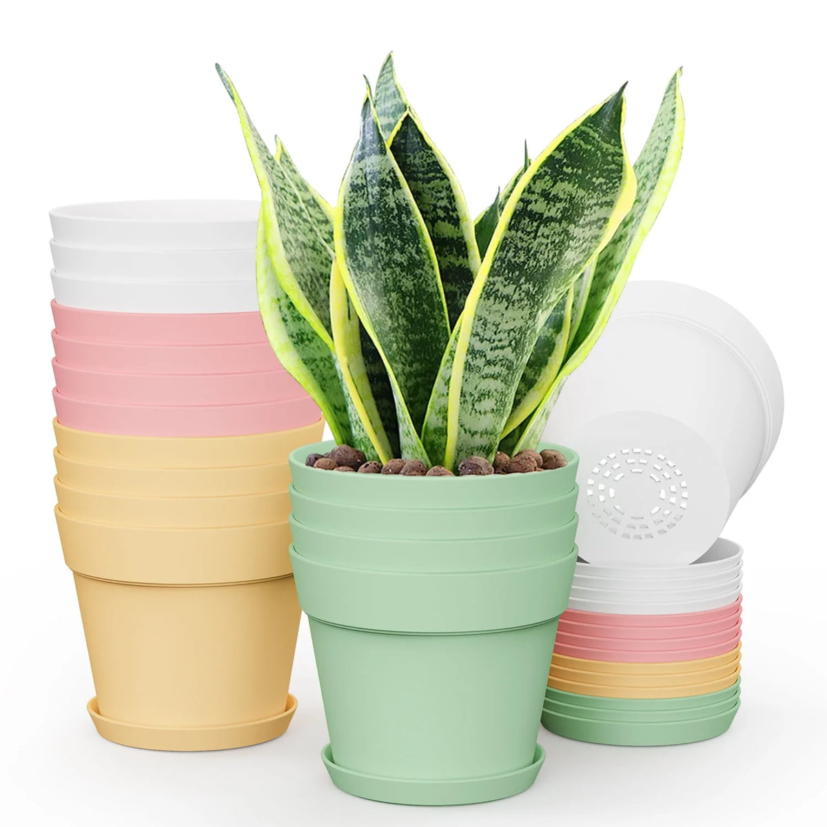 6 Inch Plastic Planters 16 Pack White S61443