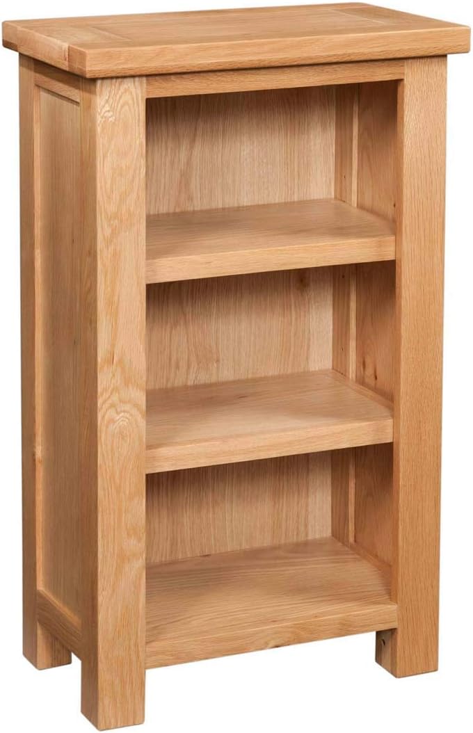 Oak Small Bookcase Solid Rustic Hardwood 3 Tier Bookshelf N7424