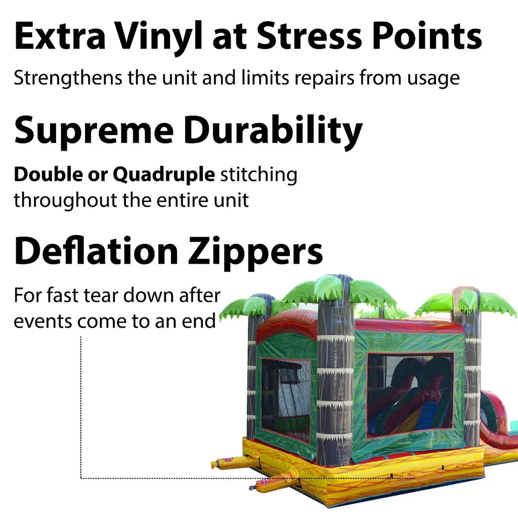 Tropical Fire Marble Kids Inflatable Water Slide Bounce House Combo with Blower N7862