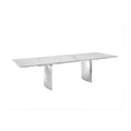 Dining Table with Stainless Steel Base and White Marbled Top J756936