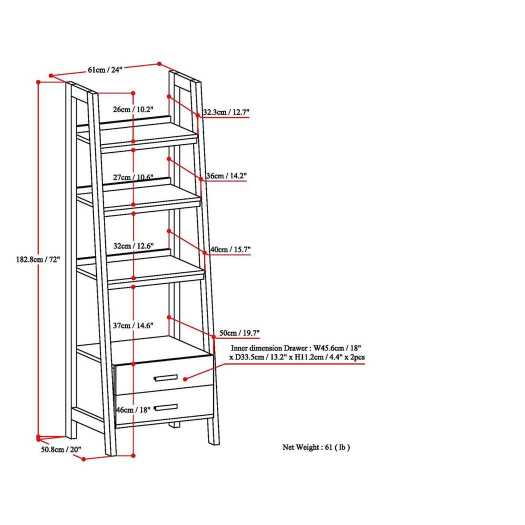 Solid Wood Ladder Shelf with Storage Distressed Gray Y940584