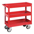 30 in. x 16 in. 3-Shelf Steel Service Cart, Red N450