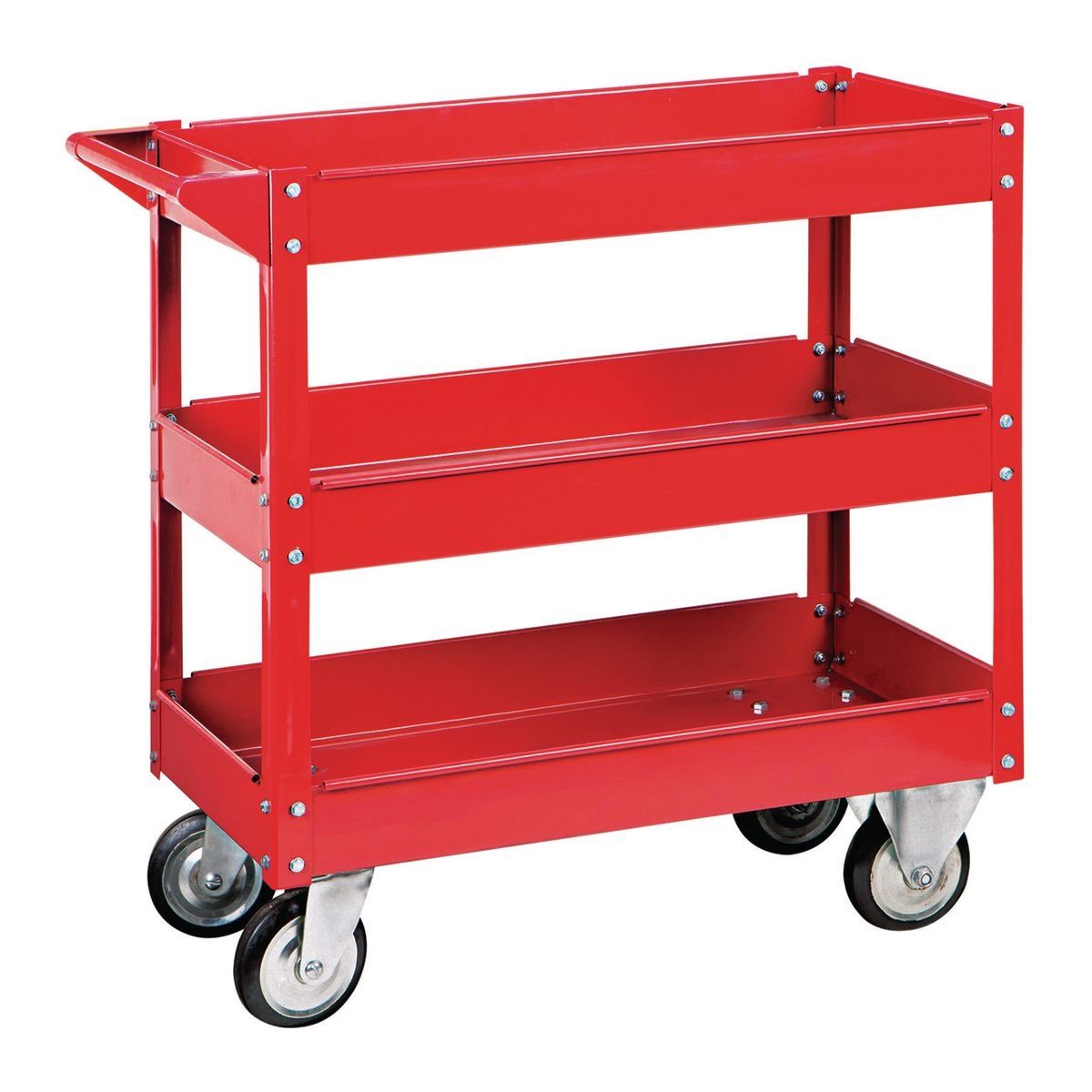 30 in. x 16 in. 3-Shelf Steel Service Cart, Red N450