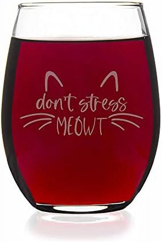 Cat Lover Stemless Wine Glass E872
