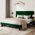 Queen Size Upholstered Platform Bed Frame with Velvet Headboard M2219