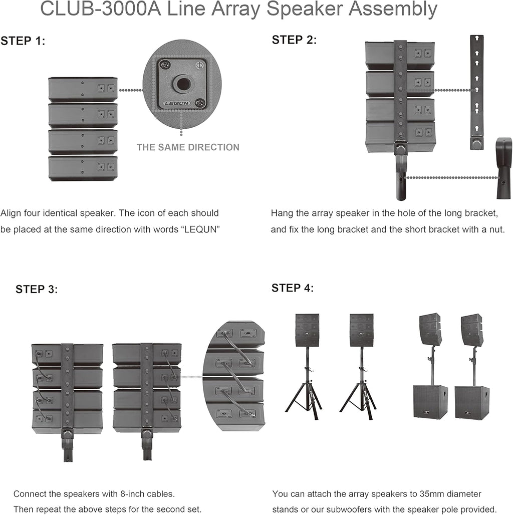12-Inch 4000w DJ Powered PA Speaker System Combo Set with Bluetooth, Two Subwoofers and 8 Line Array Speakers X2778