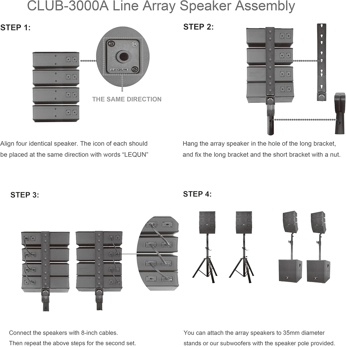 12-Inch 4000w DJ Powered PA Speaker System Combo Set with Bluetooth, Two Subwoofers and 8 Line Array Speakers X2778