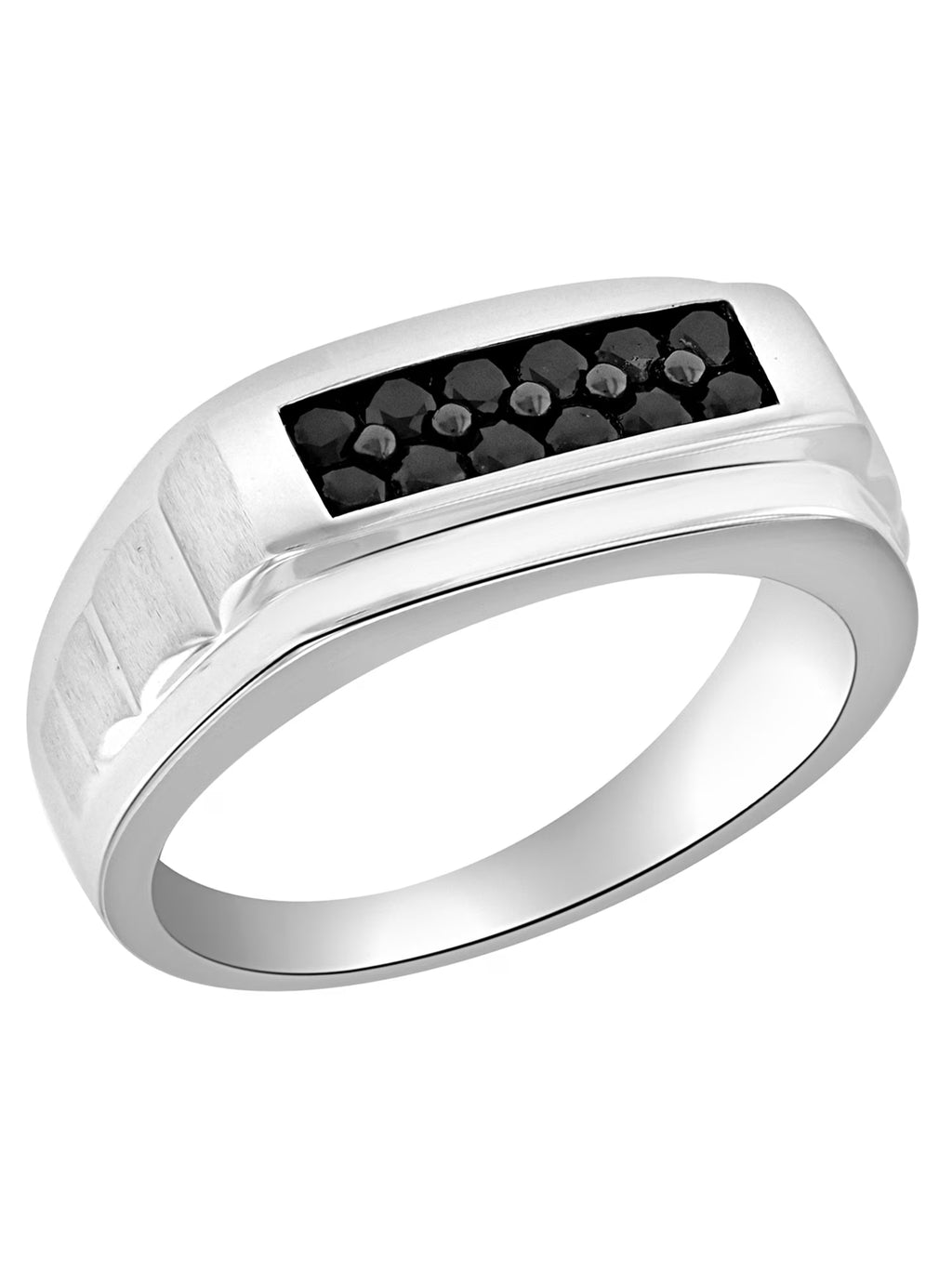 High Polish Black Diamond Sterling Silver Ring W154