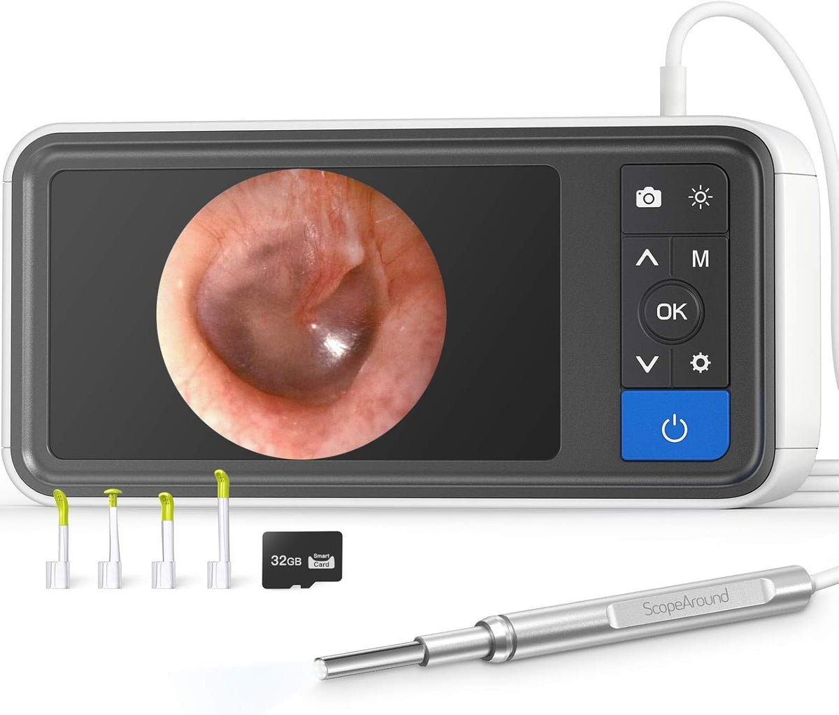 Ear Wax Removal Camera with 4.5 IPS Screen, 1920x1080 FHD Smart Visual Ear Cleaner Tool Kit, Otoscope with Light B96093