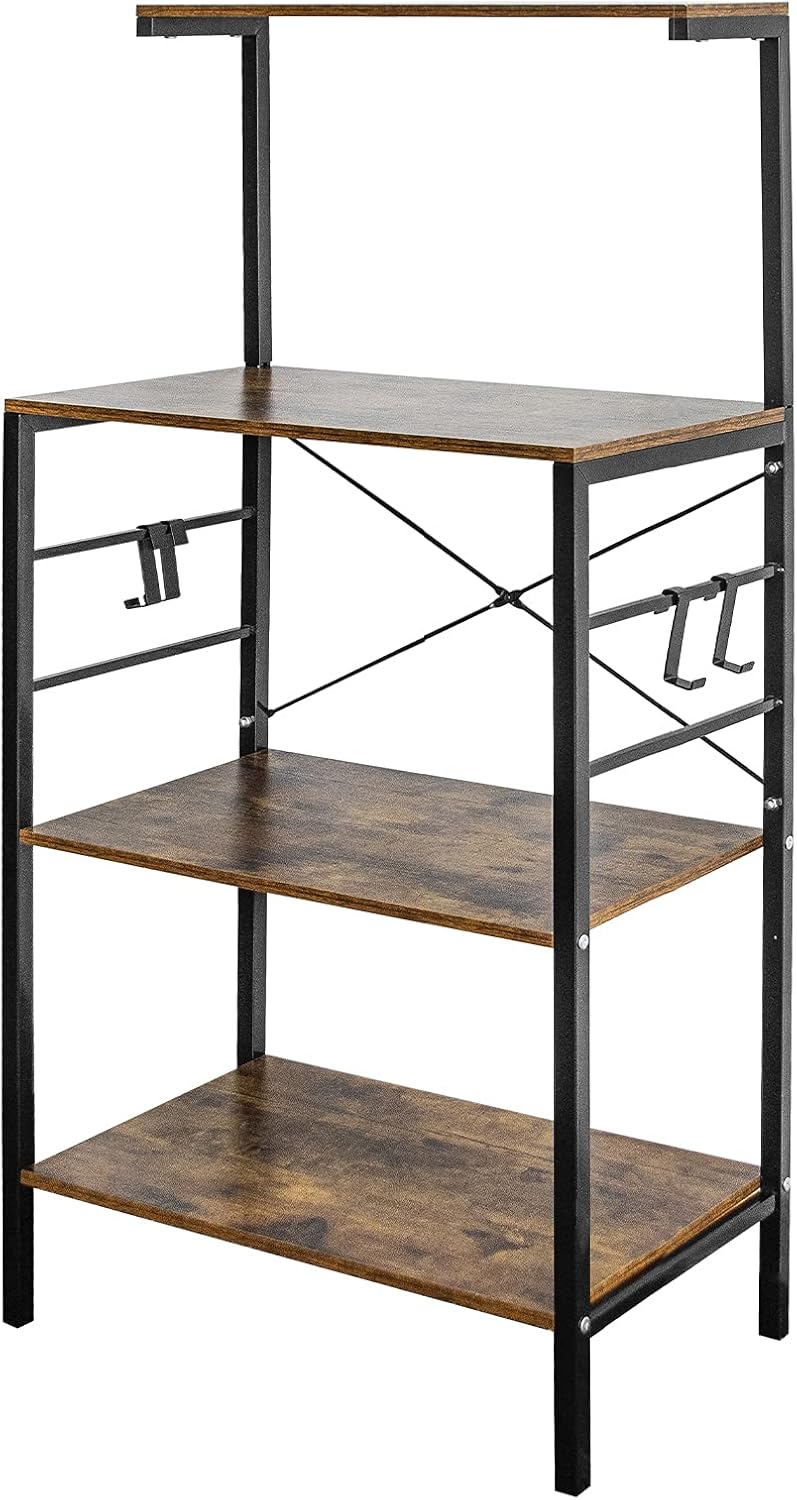 4-Tier Kitchen Storage Shelf Rack with 4 Hooks Z71875