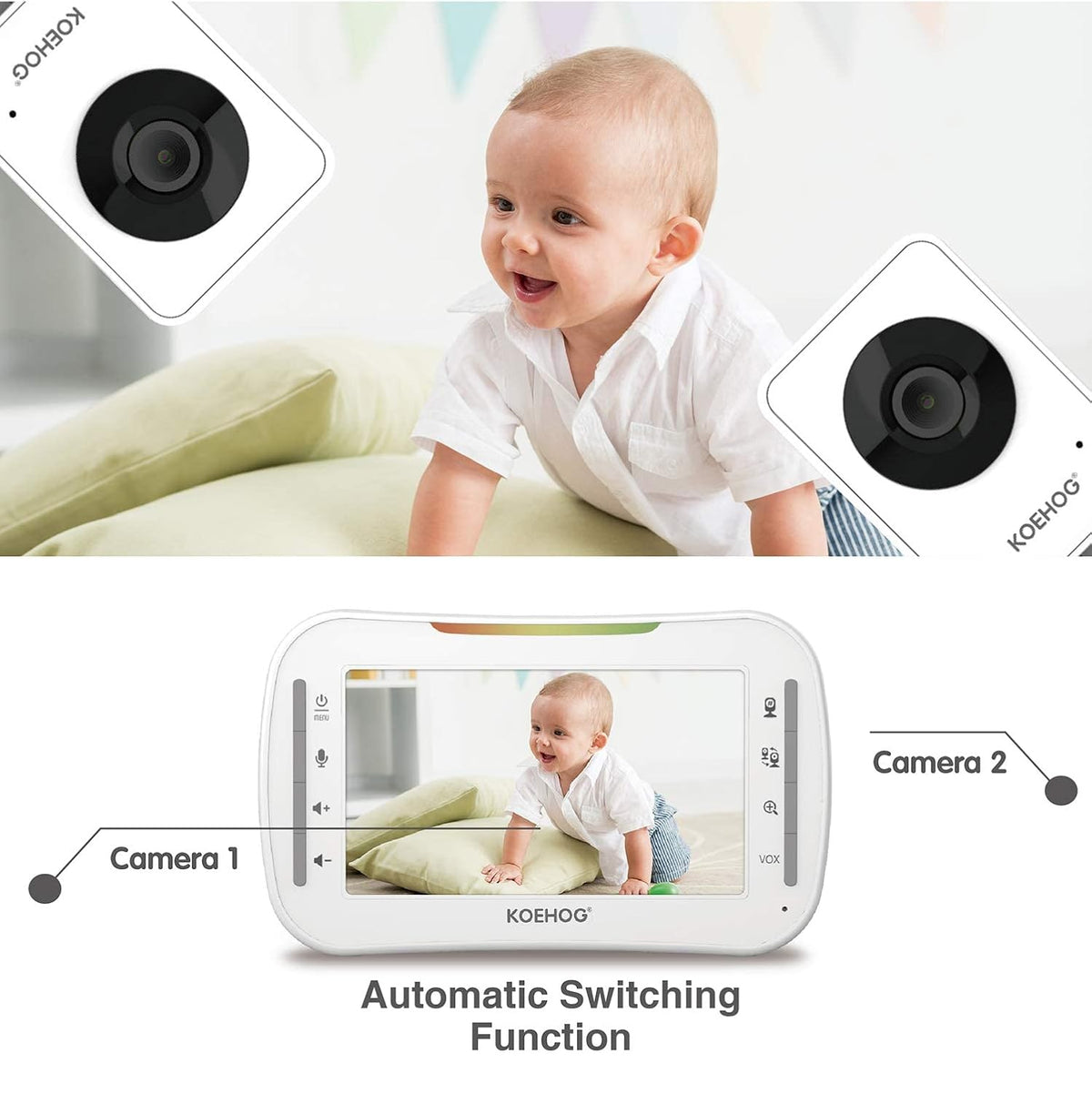 Video Baby Monitor with Auto Night Vision and Temperature Alert G201