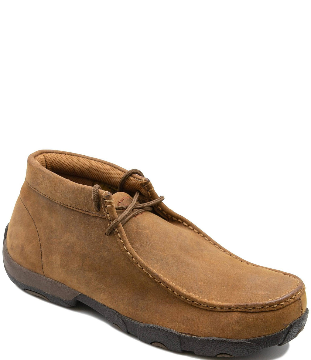 Distressed Saddle Leather Safety Toe Driving Moc E699673