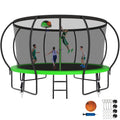 12FT 14FT Trampoline with Enclosure, Basketball Hoop, Light, Sprinkler, Socks, Wind Stakes B6080