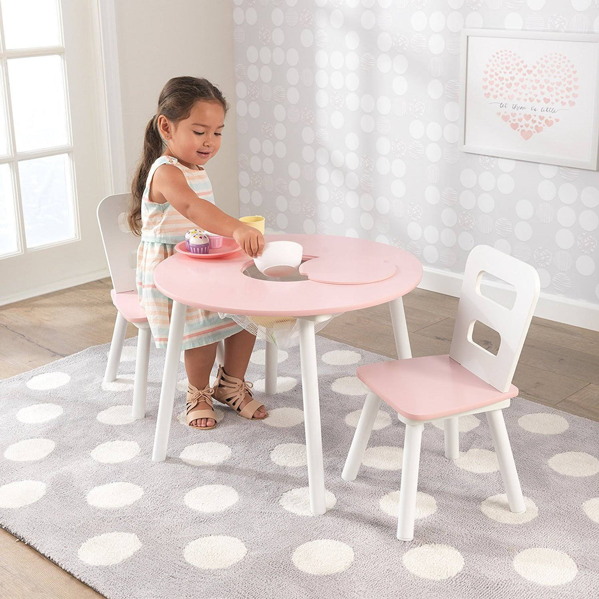 White Round Table and 2 Chair Set A35309