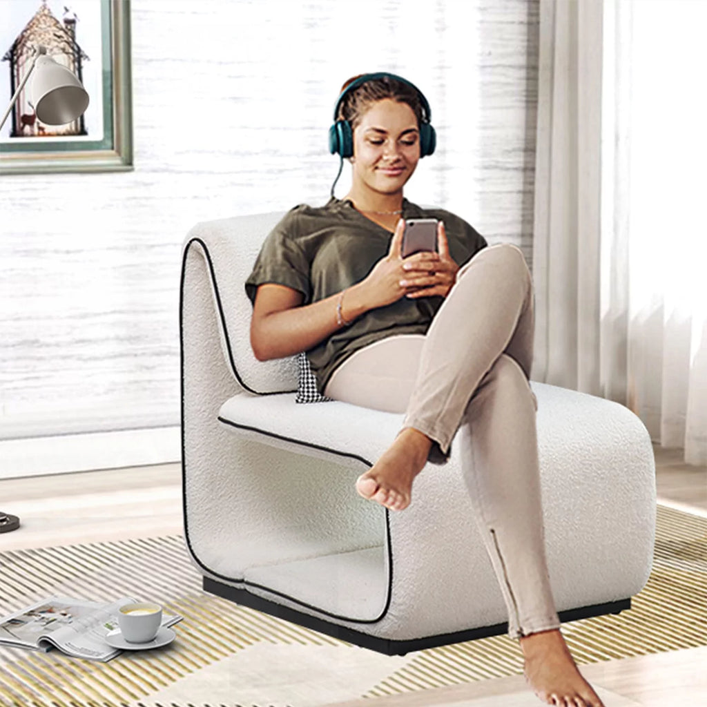 White Upholstered Sherpa Accent Chair B53363