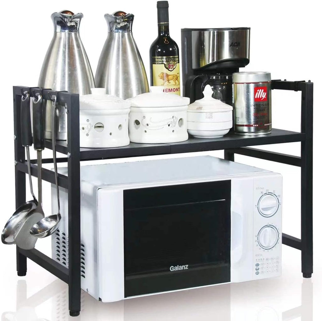 Adjustable Microwave Oven Rack Shelf, Expandable, Black, Pack of 2 C5669