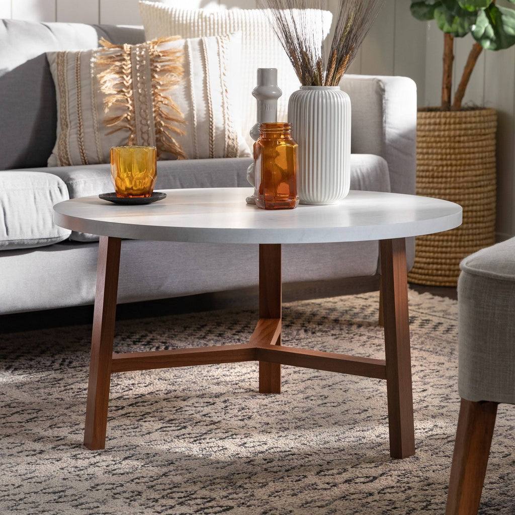 Round Faux Marble Top Coffee Table Z6073