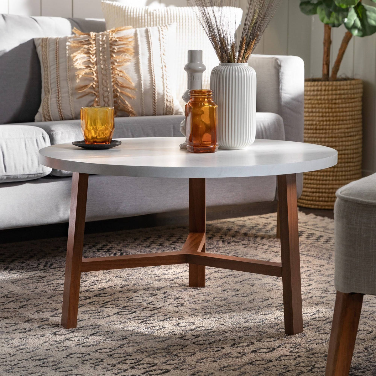 Round Faux Marble Top Coffee Table Z6073