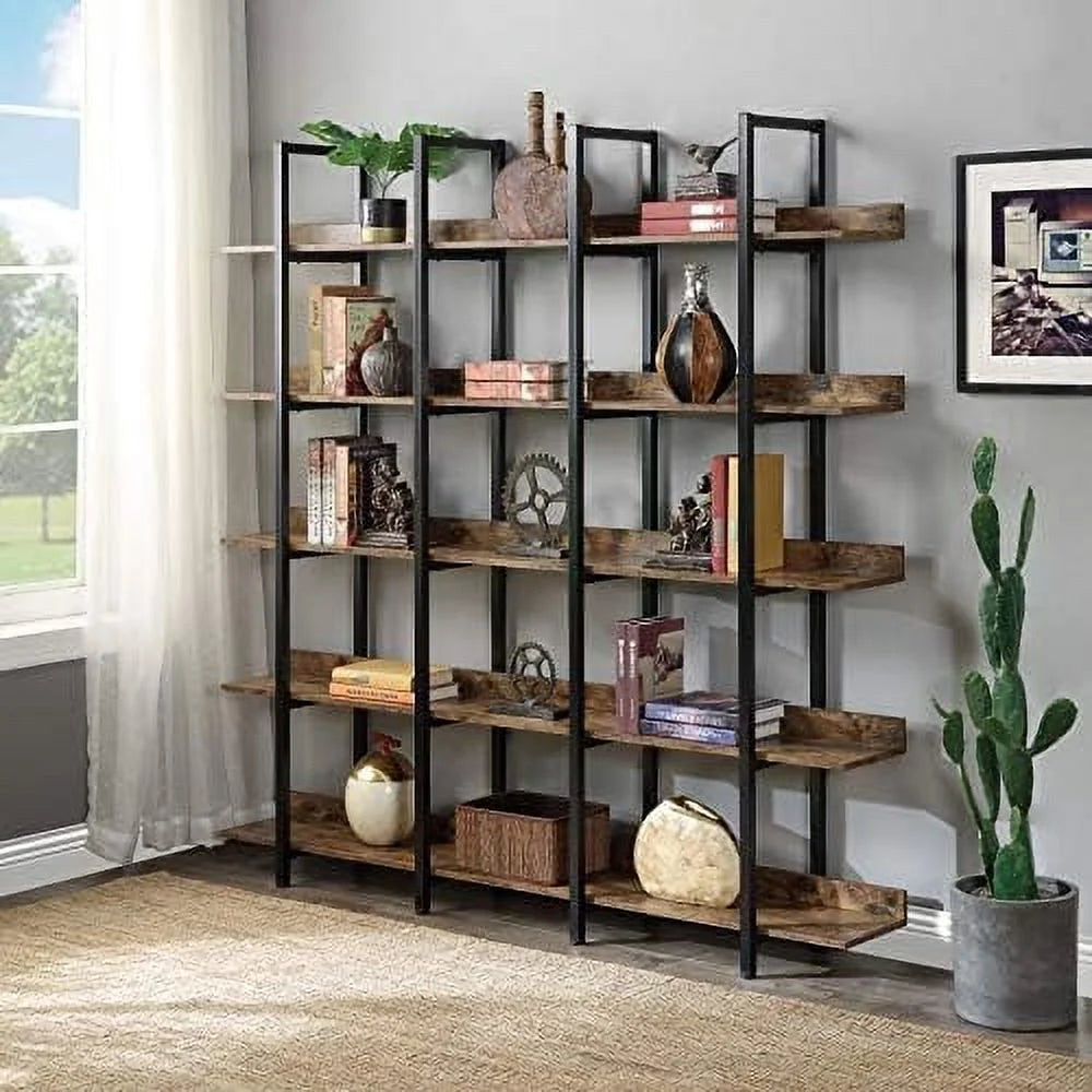 Oak 7-Tier L-Shaped Corner Bookshelf R98564