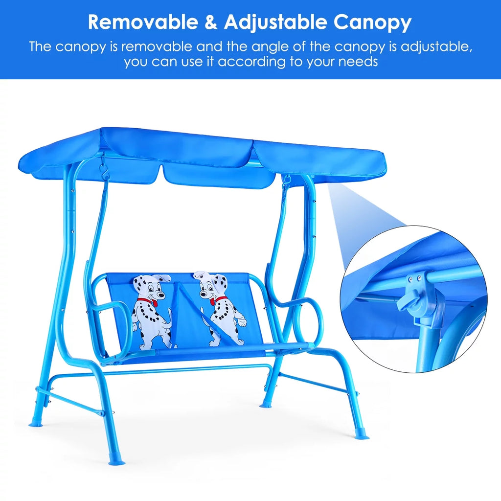 Kids 2 Person Patio Swing Chair with Canopy W265713