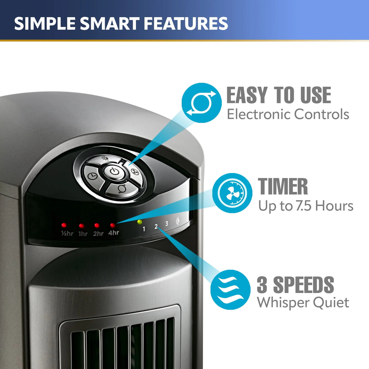 42 Tower Fan with Remote, Gray/Brown U85008