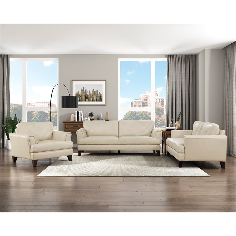 19" Plywood and Leather Chair in Cream W10865