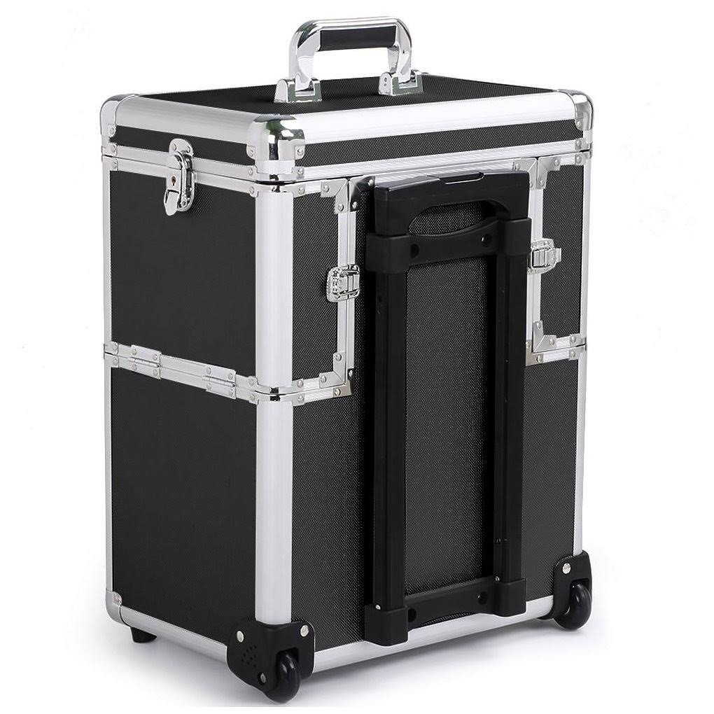 Black Aluminum Rolling Makeup Case W2413