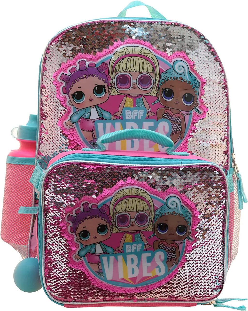 Turquoise Rainbow 4 Piece Backpack Set with Lunch Bag Y312085