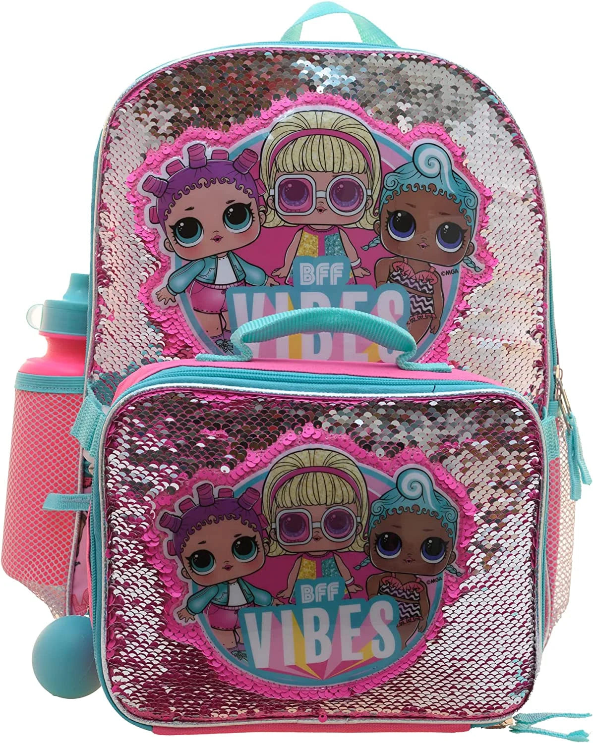 Turquoise Rainbow 4 Piece Backpack Set with Lunch Bag Y312085