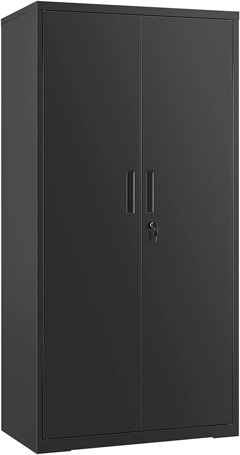 Metal Storage Cabinet with Doors and Shelves Black C513