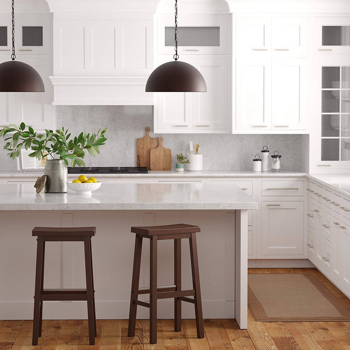 Walnut Solid Wood Kitchen Counter Stool 29 inch Set of 2 F159852